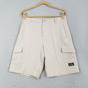 Salt Life SLX-QD Shorts Mens 32 Beige Cargo Quick Dry Stretch Fishing 10 Inseam